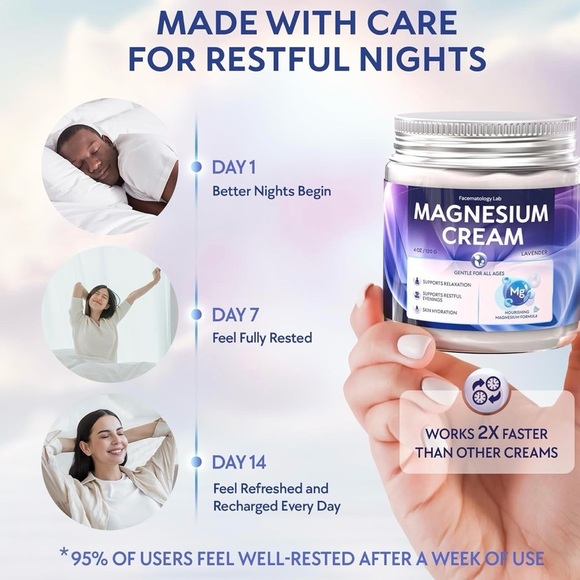 Magnesium Cream Sleep - Body Butter for Leg Cramps, Pain, Muscle Relaxation Calm - Picture 5 of 7